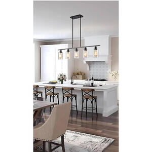 Open Box Kitchen Island Pendant Light Fixture with 5 Glass Shades